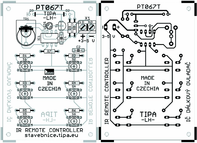 PT067T - Infračervené dálkové ovládání (vysílač)